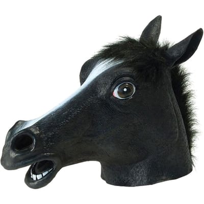 Nieuwigheid Rubber Animal Manen Paardenhoofd Masker Hoofd Halloween Maskerade Cosplay Masker Feestkostuum Prop zwart