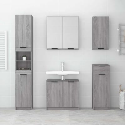 vidaXL - Badkamerkast - 32x34x188,5 - cm - bewerkt - hout - grijs - sonoma - eiken