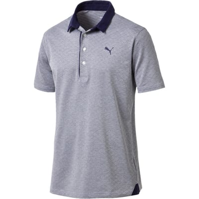 Puma Diamond Jaquard Grijs/Navy Performance Fit Heren Golf Poloshirt 576125 01