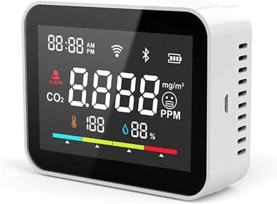 CO2 Detector - Luchtkwaliteit Monitor - Binnenklimaat Meten - WIFI Smart Connectiviteit - 10x9x3 cm - Wit