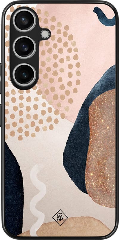 Casimoda® hoesje - Geschikt voor Samsung Galaxy A35 5G - Abstract Dots - Zwart TPU Backcover - Geometrisch patroon - Bruin/beige
