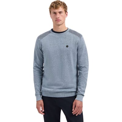 No Excess Pullover Crewneck Plated Structure Knit Dusty Blue  M