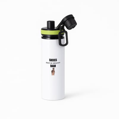 Hacebo® - succes met je nieuwe baan waterfles met draaidop groen - Collega - Collega - Bedankje - Cadeautje voor collega - kado - afscheids cadeau - water fles - 850ML