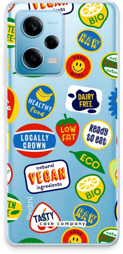 Case Company® - Hoesje geschikt voor Xiaomi Redmi Note 12 Pro 5G hoesje - Fruitsticker - Soft Cover Telefoonhoesje - Bescherming aan alle Kanten en Schermrand