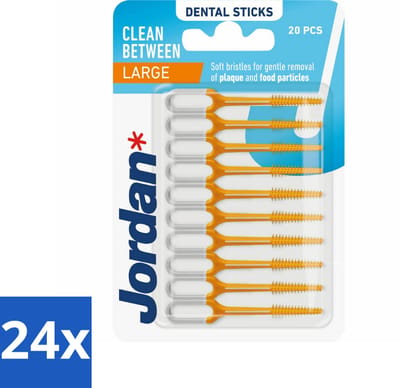 24 x Jordan Sticks Clean Between Large 40 stuks per verpakking - Tandplak Verwijderen - Tandenstoker - Mondhygiëne - Tandvlees Stimuleren - Tanden Reinigen