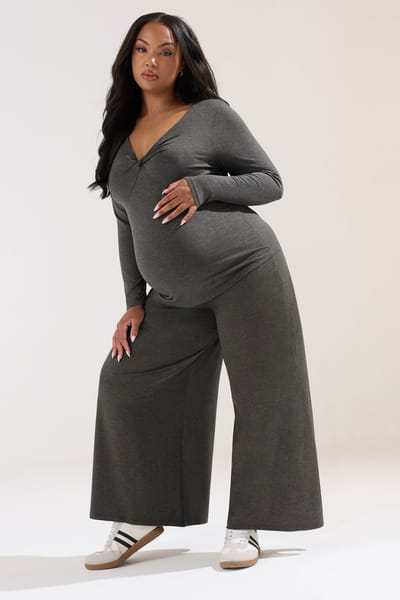 Bump It Up Maternity Broek Met Extra Wijde Pijpen In Donkergrijs Size 44