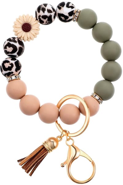 Dailygoods- Sleutelhanger Siliconen Armband - Sleutelhanger met Kwastje - Sleutelhanger voor Dames - Sleutelhanger Kralen - Lichtgewicht en Duurzaam - Geschikt voor Langdurig Gebruik - Sleutelarmband