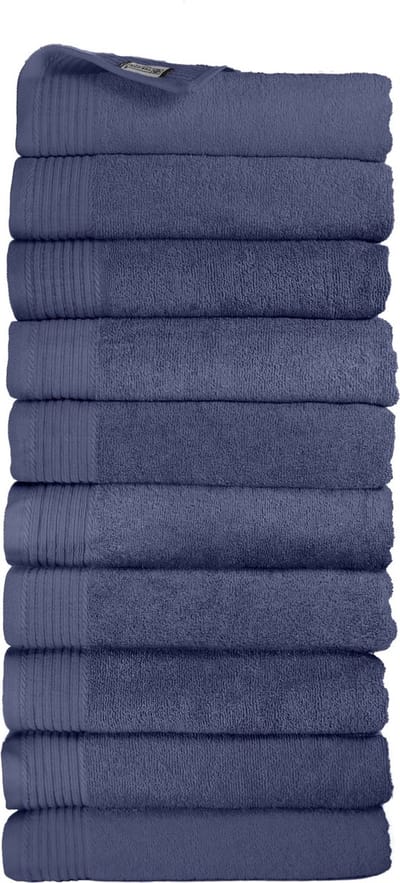 The One Towelling Classic Handdoeken - 50 x 100 cm - 10 Stuks - Voordeelverpakking - Hotelkwaliteit - 100% Gekamd katoen - Sneldrogend - Handdoekenset - Badhanddoek - Denim