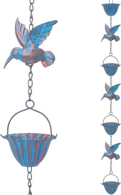 Regenketting Buiten - Waterafvoer Ketting - Decoratieve Tuin - Roestbestendig Ontwerp - 2.4 Meter - Oudgroen