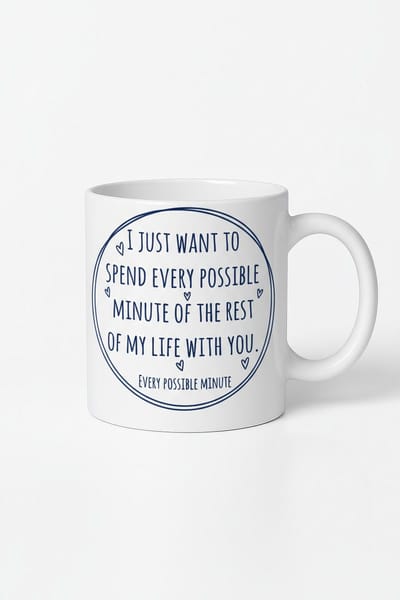 Romantische Liefdes Mok 'Every Possible Minute' - Cadeau voor Partner | Unieke Koffie & Thee Mok