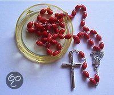 Rozenkrans rood Ketting met kruisje