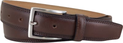Zakelijke Leren Riem Heren/Dames | Kleur: bruin | 3,5cm breed | Dubbele Stiknaad | Riemmaat: 95cm (totale lengte: 110cm) | 100% echt leer | Nikkelvrije gesp