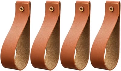 Leren Gordijnsteunen en Wandhaken, Perfect voor Handdoeken in Keuken en Badkamer, Inclusief Leren Bevestigingsbanden, Set van 4 voor Stijlvolle Interieurs