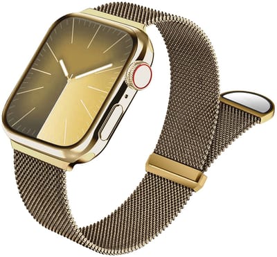SBG Milanees Bandje Geschikt voor Apple Watch 1/2/3/4/5/6/7/8/9/10/11/SE - 38/40/41/42MM - Roestvrij Stalen Horlogebandje Magnetisch - Goud