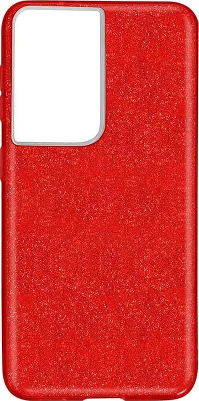 Backcover Hoesje Geschikt voor: Samsung Galaxy S21 Ultra Hoesje Glitters Siliconen TPU Case rood - BlingBling Cover