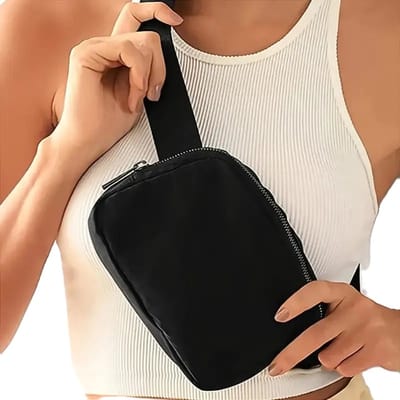 Unisex Heuptas – Casual Polyester Heuptasje met Verstelbare Band – Zwarte Crossbody & Sport Waist Bag – 20,5 × 14 × 5 cm – Geschikt voor Hardlopen, Fietsen, Festivals & Dagelijks Gebruik