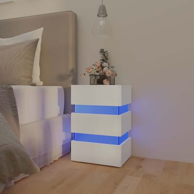 vidaXL - 326846 - - Nachtkastje - LED - 45x35x67 - cm - bewerkt - hout - wit