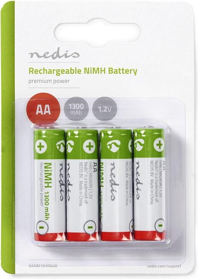 Nedis Oplaadbare NiMH-Batterij AA - 1.2 V DC - 1300 mAh - 4-Pak