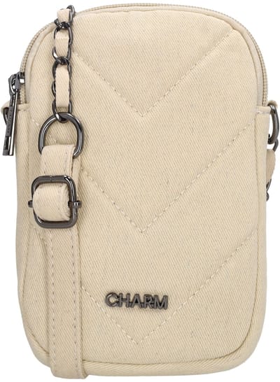 Charm London Hollywood Telefoontasje - Schoudertas - Crossbodytas - Spijkerstof - Telefoon - Beige