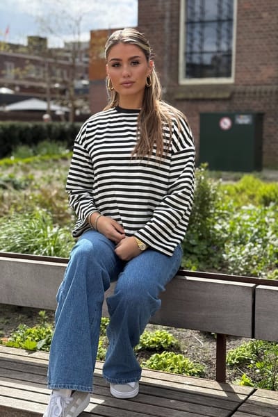 Getdrezzed Top - Maat: L - Gestreepte longsleeve in zwart en wit