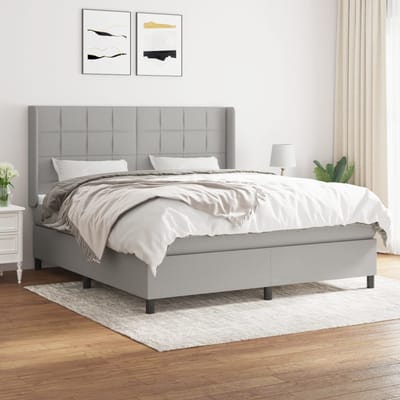 vidaXL - Boxspring - met - matras - stof - lichtgrijs - 160x200 - cm