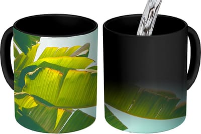 Magische Mok - Foto op Warmte Mokken - Koffiemok - Bananenblad - Bladeren - Tropisch - Zomer - Magic Mok - Beker - 350 ML - Theemok