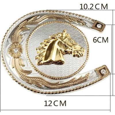Gouden paardenhoofd riem gesp paardensport atleet kledingaccessoires beige