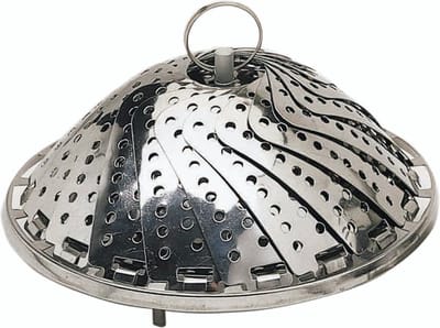KitchenCraft roestvrijstalen opvouwbare stoommand voor gebruik op elke steelpan van 13,5 - 23 cm en met handvat zodat je het gemakkelijk uit pan kunt halen