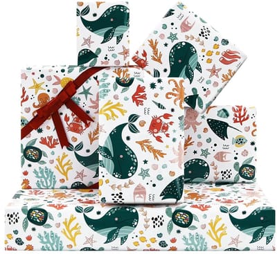 Cosensi- Inpakpapier Verjaardag - Inpakpapier Kinderen - Cadeaupapier Jongens/Meisjes - 4 Vellen 50x70 cm - Kleurrijke Ontwerpen