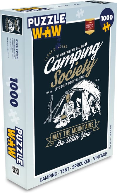 Puzzel Camping - Tent - Spreuken - Vintage - Legpuzzel - Puzzel 1000 stukjes volwassenen