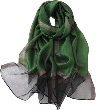 Dames Sjaal - Stola Foulard - Stijlvol Accessoire - Zijde Katoen Mix - Lange Lengte - Grasgroen