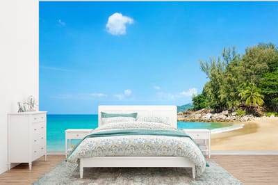 Behang - Fotobehang Strand - Zee - Planten - Tropical - Breedte 400 cm x hoogte 300 cm