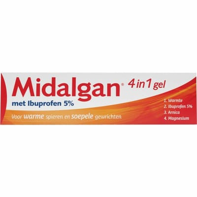 Midalgan 4 in 1 gel Met 5% ibuprofen - 2 x 100 gr - Voordeelverpakking