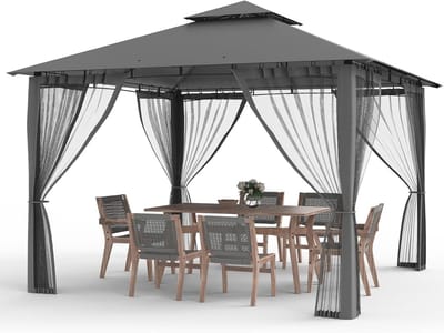 Waterdicht Tuinpaviljoen met Dubbel Dak - 2,8 x 2,8 cm, Stabiliteit en Winterbestendigheid