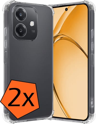 Hoes - 2 Stuks - Geschikt voor OPPO A40 - Sterk & Shockproof - Siliconen Case - Back Cover - Telefoon Hoesje Shock Proof - Transparant