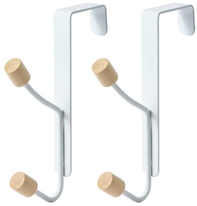 Dailygoods- Deurklinkhaken - Geen perforatie - 2 Ronde Houten Haken - Kapstok - Jassen/Hoeden - Handdoeken - Eenvoudig te installeren - Kapstokhaak