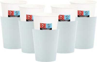 Givi Italia Feestbekers met hoesjes - 40x - baby blauw - papier - 250ml - kinderfeestje - kartonnen bekertjes