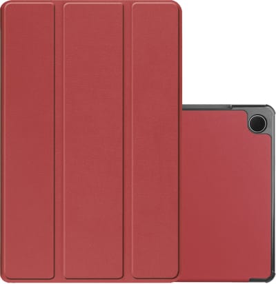 Hoes - Geschikt voor Samsung Galaxy Tab A9 - Dun & Stevig - Trifold Bookcase - Hard Cover - Hardcover Book Case - Tablet Hoesje - Donkerrood