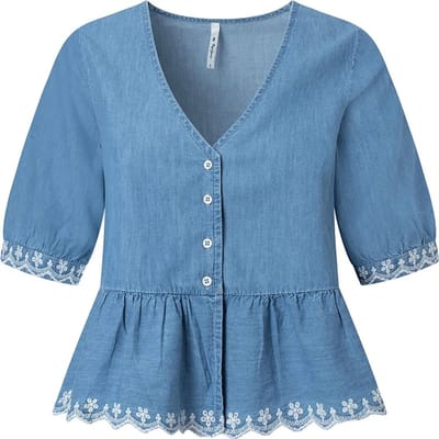 Pepe Jeans Berta Overhemd Met Korte Mouwen Blauw XL Man