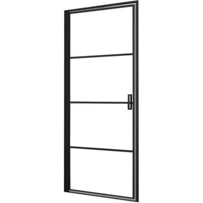Egua Draaibare Douchedeur - 8mm Gehard Glas - Zwart Aluminium Profiel - 90x200cm