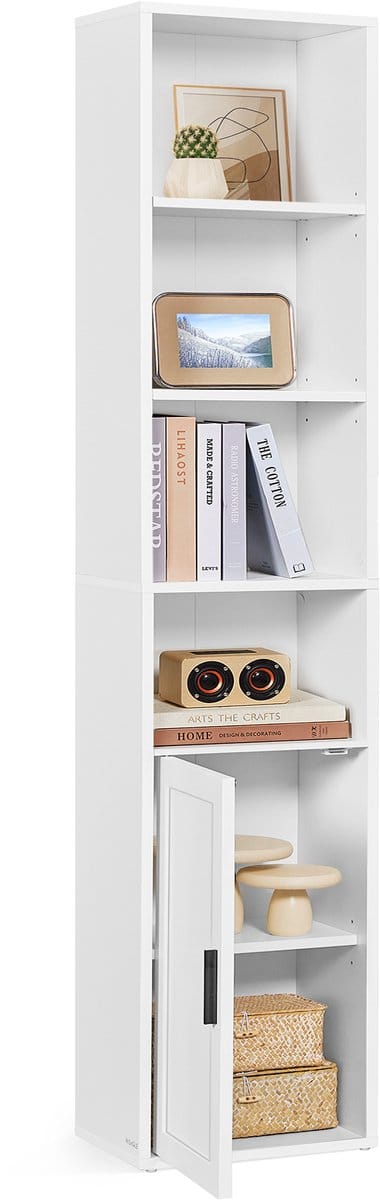 VASAGLE - Boekenkast - Met 6 Lagen - Staand Rek met Deur en Open Vakken - Veelzijdig Gebruik