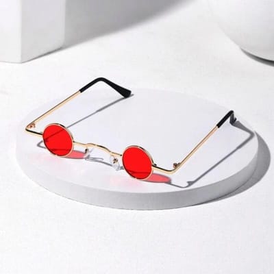 Vintage Rock Punk Zonnebril Klein Rond Metalen Montuur Zwart Glas Brede Neusbrug Unisex Rijbril Klassieke Retro Stijl gray