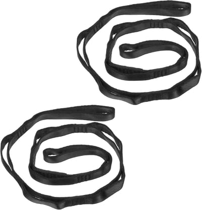 Klimriemen Set - Aerial Yoga Banden - Hangmat Ophangen - Verstelbaar met 8 lussen - 110 cm lengte - Zwart