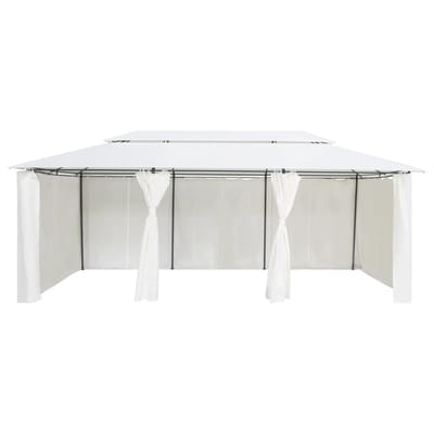 vidaXL - Prieel - met - gordijnen - 180g/m² - 600x298x270 - cm - wit