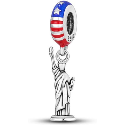 Echt Koperen Adelaar En Amerikaanse Vlag Dangle Koperlegering Vrijheidsbeeld Charm Kralen Elementen Geschikt Voor Armband Armband Stijl Ketting Stuk white