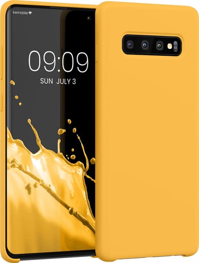kwmobile telefoonhoesje geschikt voor Samsung Galaxy S10 Plus / S10+ - Hoesje met siliconen coating - Smartphone case in mango