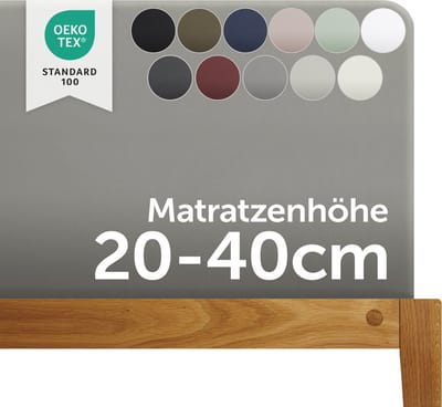 Blumtal Boxspring Hoeslaken - 180 tot 200 x 200 tot 220 cm - Matrashoogte 20 tot 40 cm - Katoenen Hoeslaken - Boxspring en Waterbed - Oeko-TEX gecertificeerd - Grijs