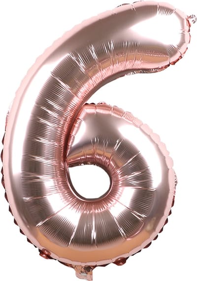 Folieballon / Cijferballon Rose Goud XL - getal 6 - 82cm