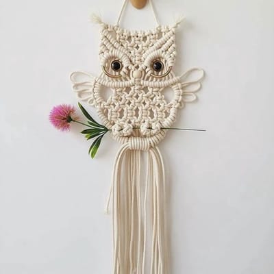 Solidchoice - Dailygoody - Uil Macramé Wandtapijt - Handgemaakte Wanddecoratie