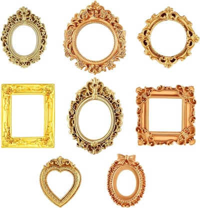Mini Fotolijsten Set van 8 Stuks, Gouden Vintage Fotolijsten voor DIY Decoratie en Feestjes, Perfect voor Kerst en Bruiloften
